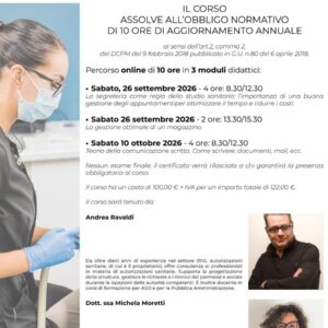 Corso di aggiornamento Assistenti alla Poltrona – 10 ore